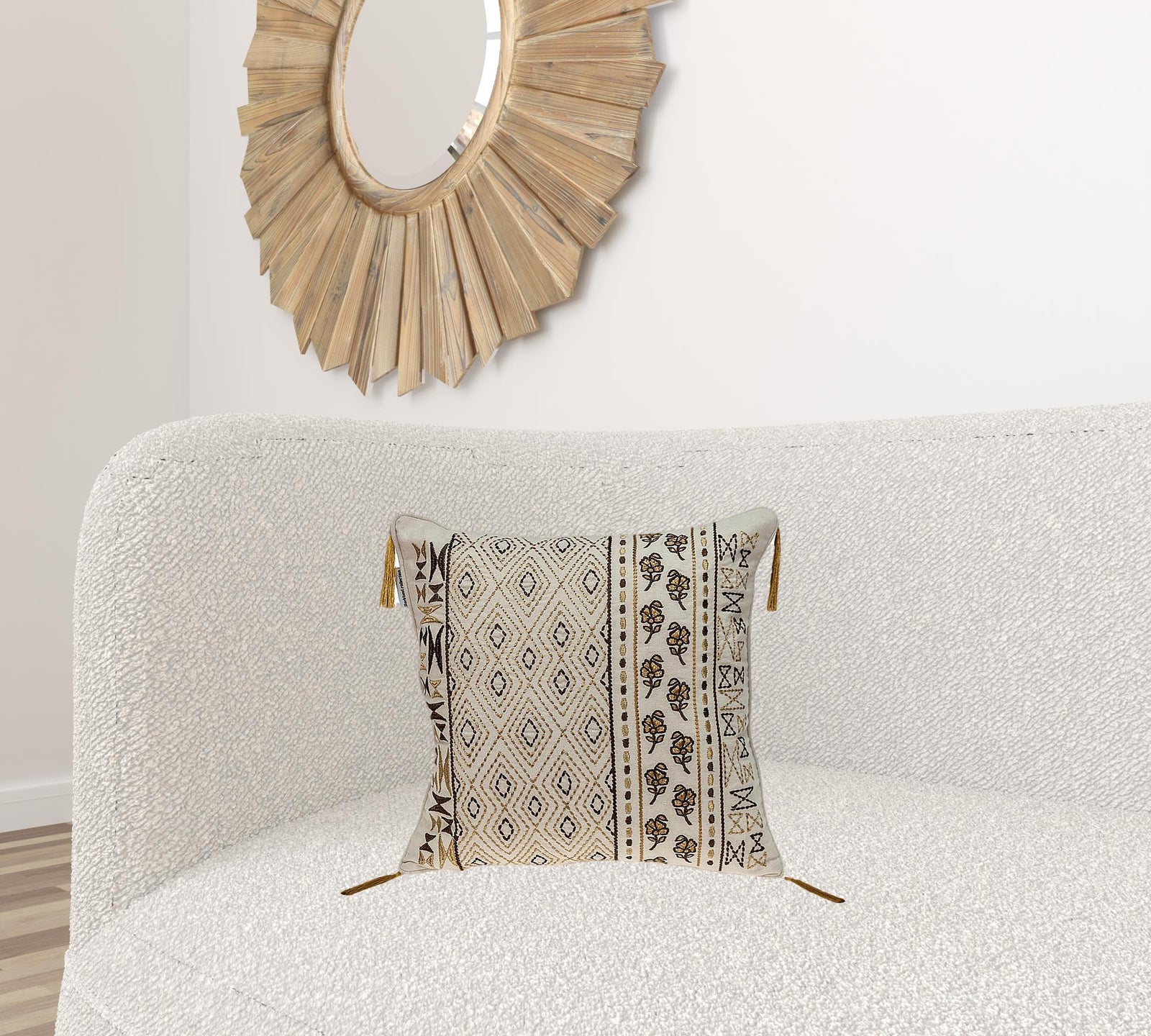 Gold and Bronze Embroidered Decorative Throw Pillow
