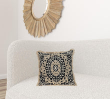 Boho Garland Beige and Black Decorative Accent Pillow