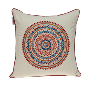 Mandala Embroidered Multicolor Throw Pillow