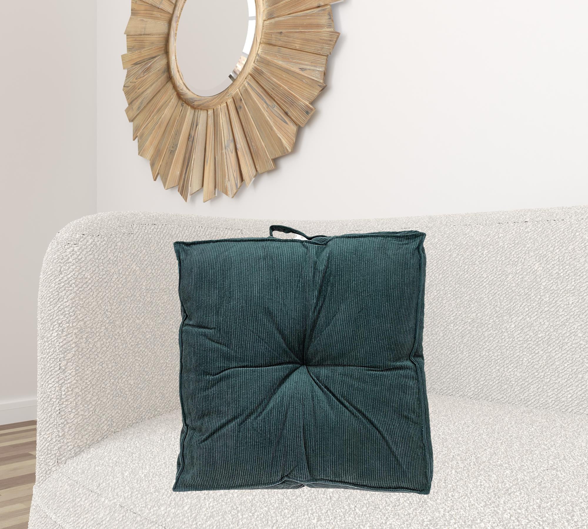 Corduroy Styled Charcoal Tufted Floor Pillow