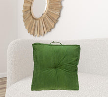 Corduroy Styled Olive Green Tufted Floor Pillow