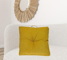 Corduroy Styled Yellow Tufted Floor Pillow