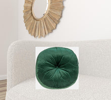 Round Tufted Dark Green Velvet Floor Pillow