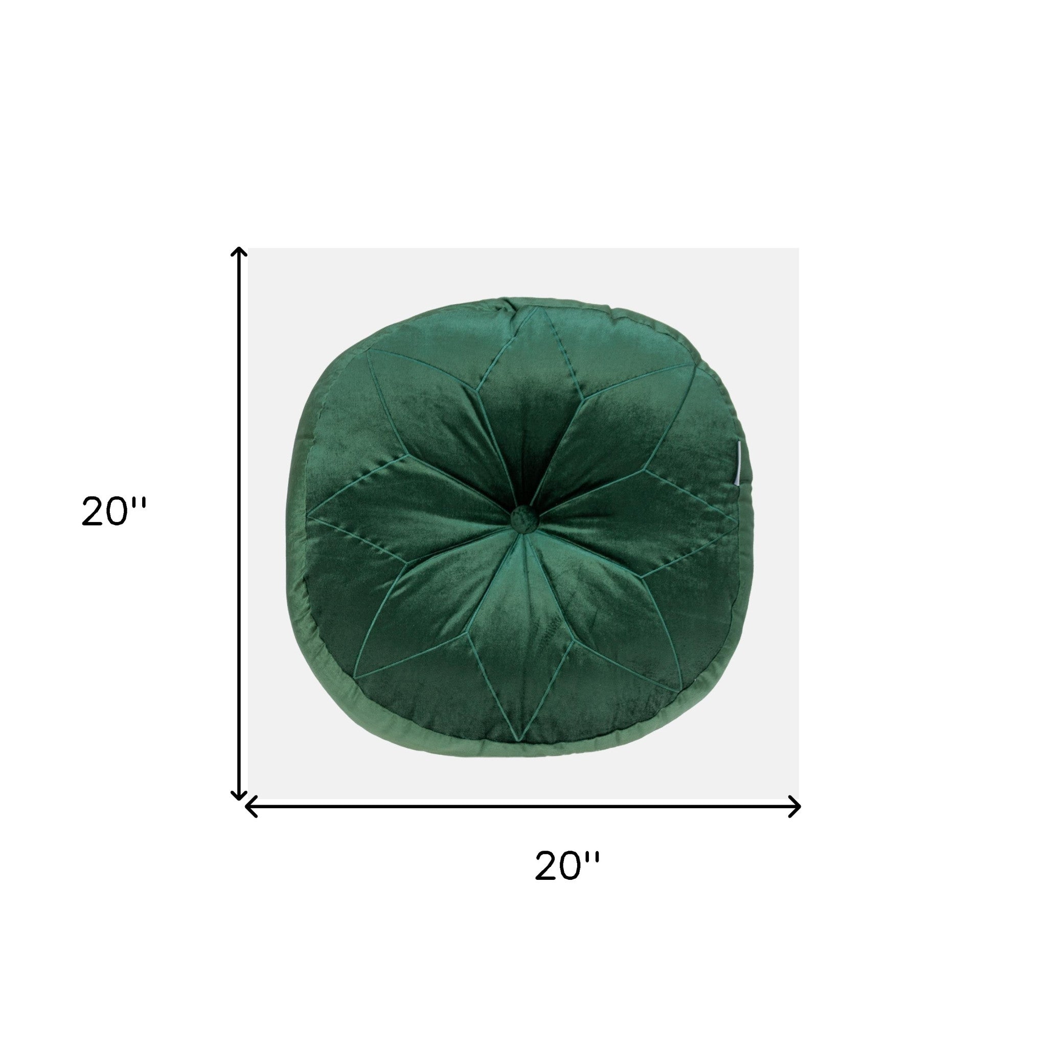 Round Tufted Dark Green Velvet Floor Pillow
