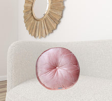 Round Tufted Pink Velvet Floor Pillow