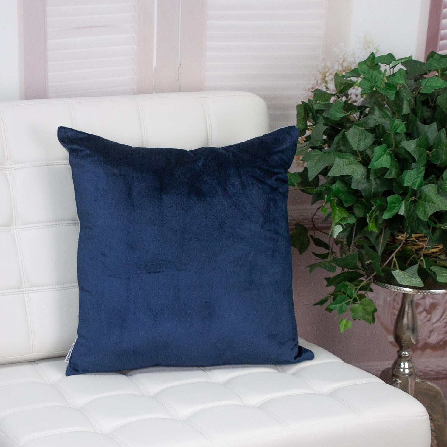 Navy and Gray Dual Solid Color Reversible Throw Pillow
