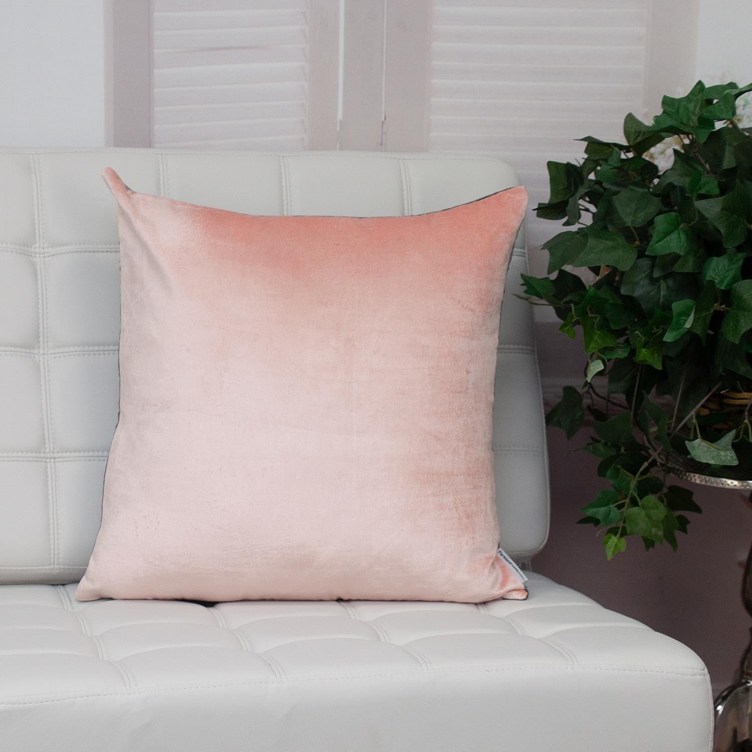 Dark Gray and Pink Dual Solid Color Reversible Throw Pillow