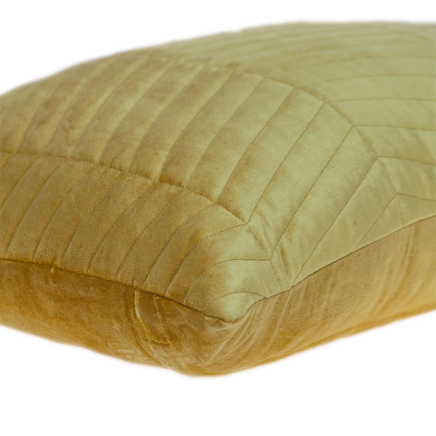 Yellow Quilted Velvet Zig Zag Decorative Lumbar Pillow