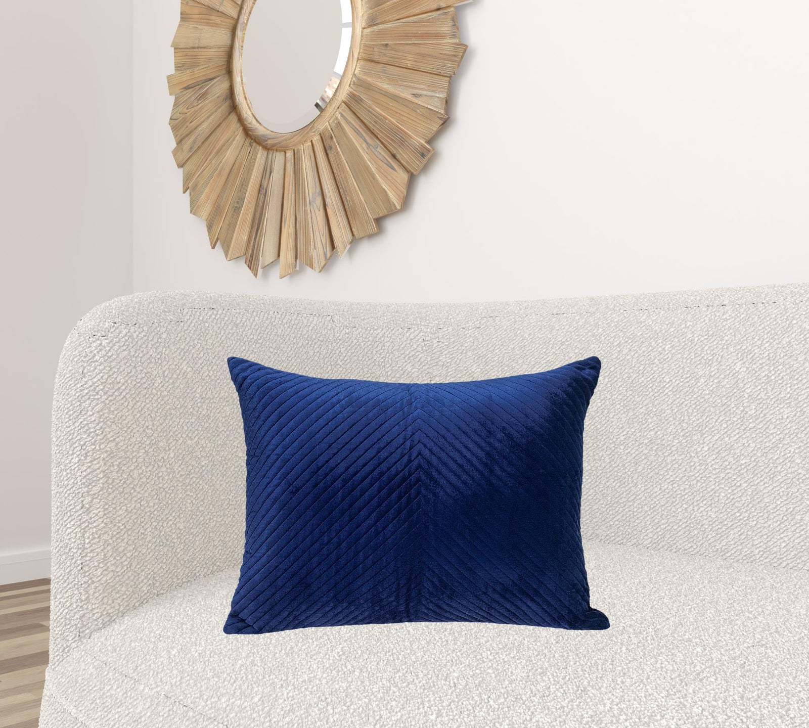 Navy Blue Lumbar Tufted Throw Pillow