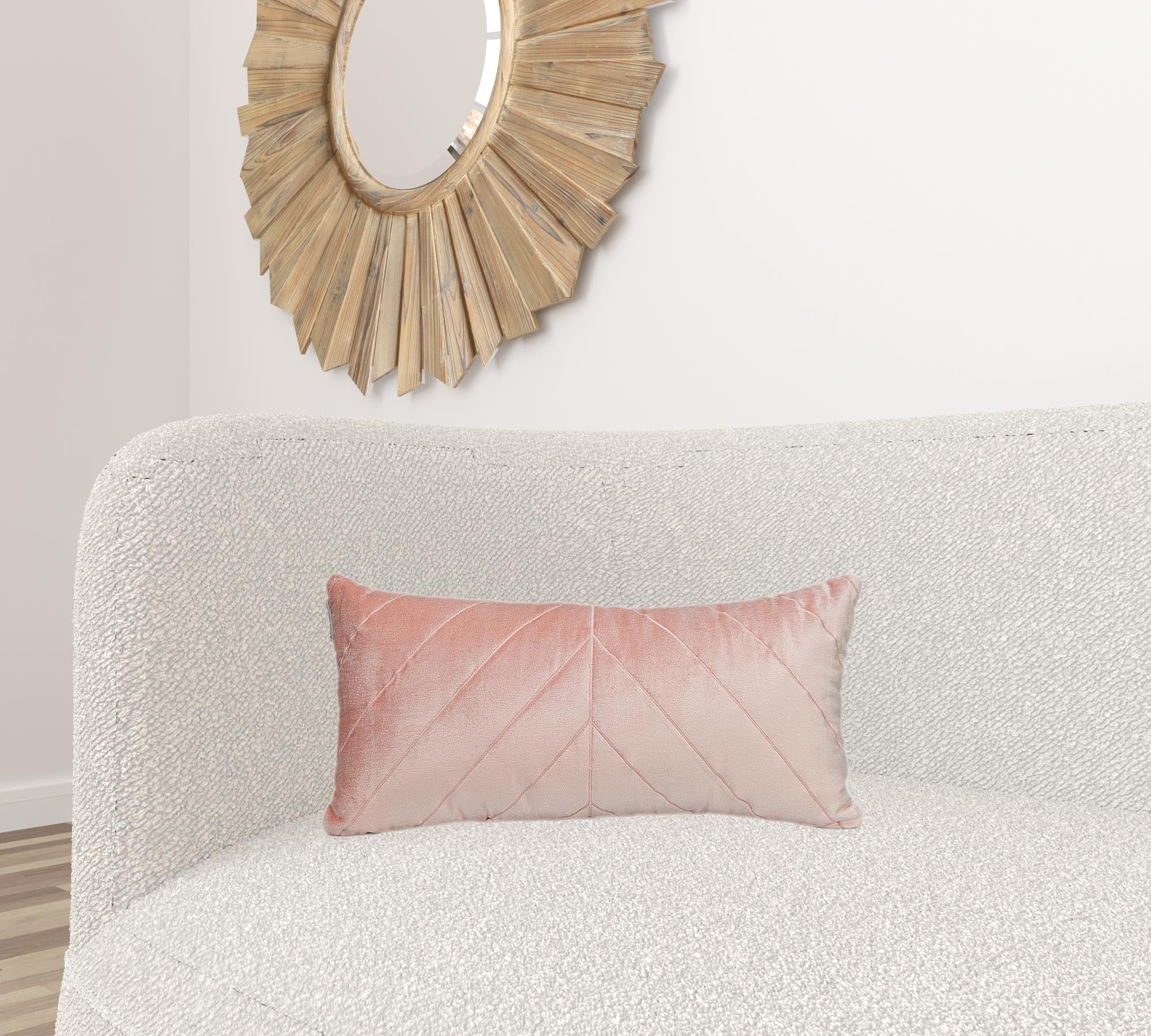 絎縫天鵝絨箭頭粉色裝飾腰枕