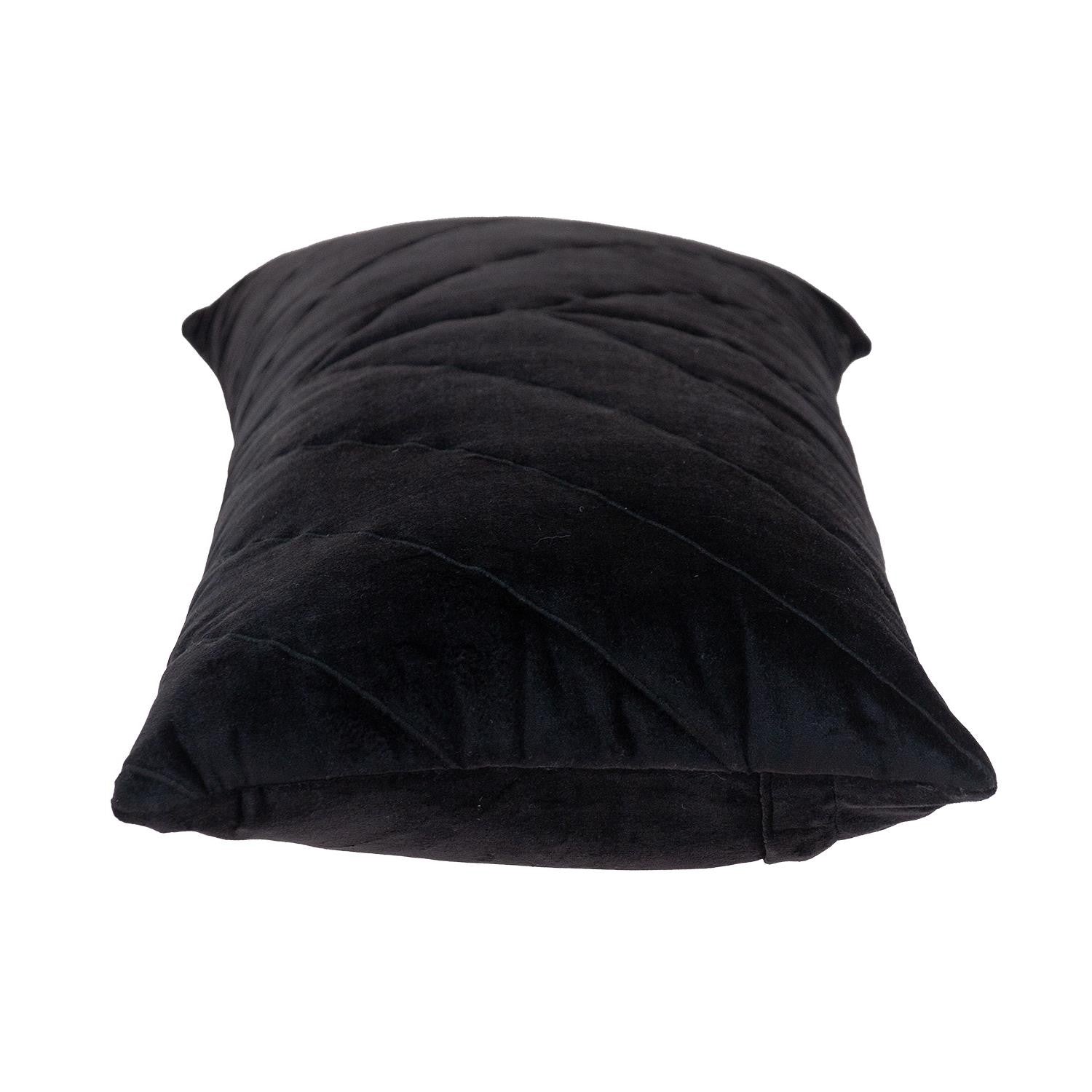 Quilted Velvet Arrows Black Decorative Lumbar Pillow