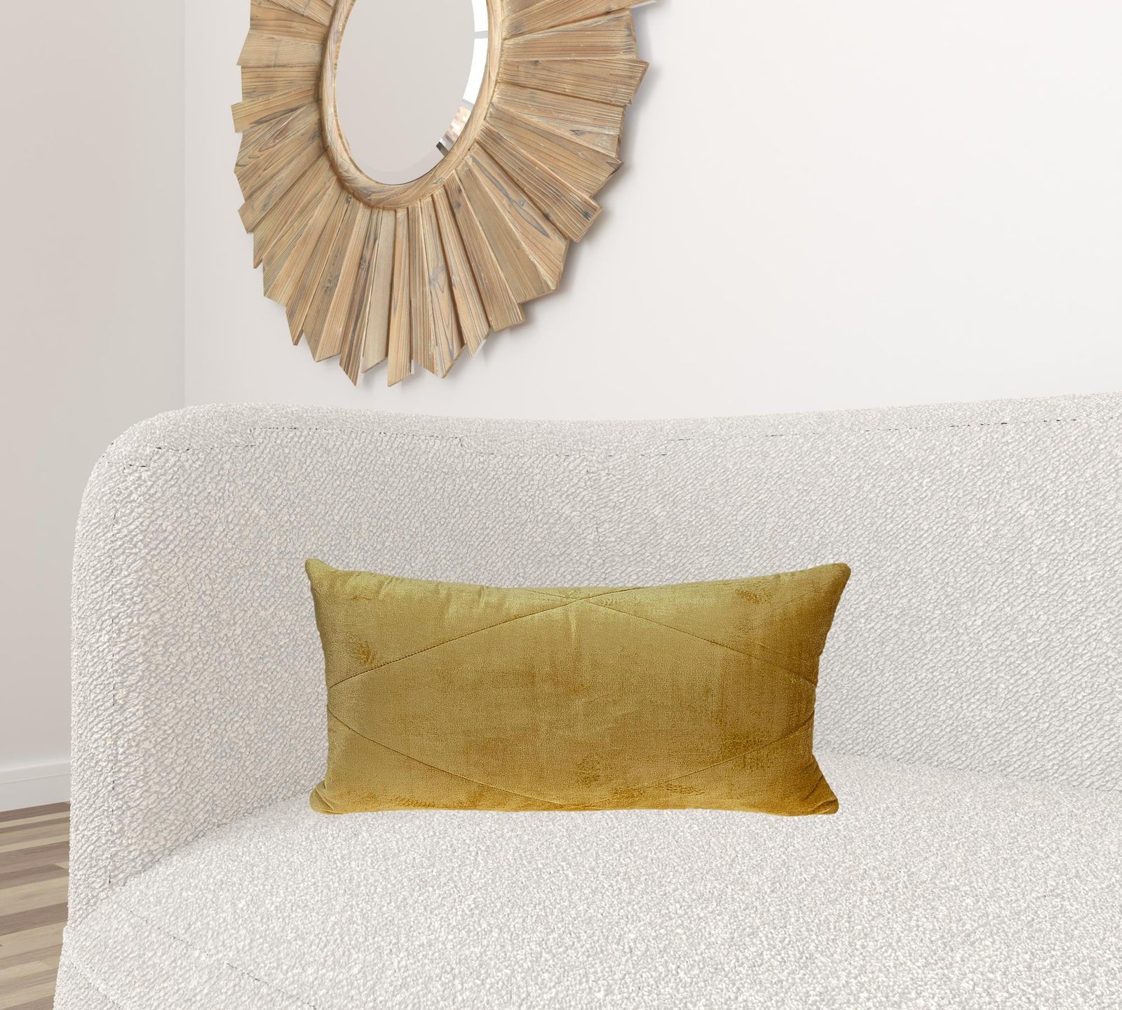 Quilted Yellow Velvet Lumbar Throw Pillow