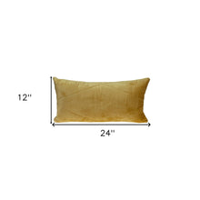 Quilted Yellow Velvet Lumbar Throw Pillow