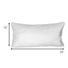 Quilted White Velvet Lumbar Throw Pillow