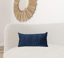 Navy Quilted Velvet Geo Lumbar Decorative Pillow