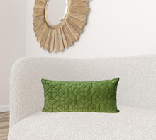 Olive Quilted Velvet Geo Lumbar Decorative Pillow