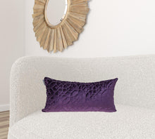 Purple Quilted Velvet Geo Lumbar Decorative Pillow