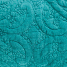 Aqua Quilted Velvet Lumbar Throw Pillow