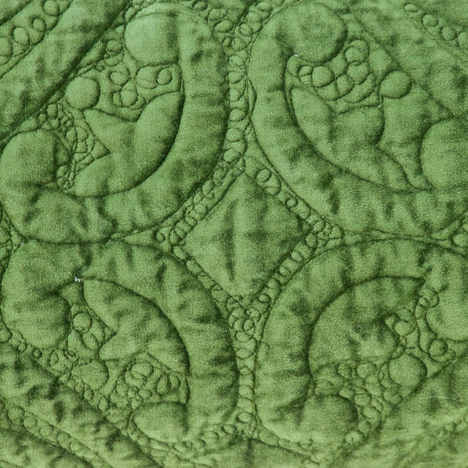 Olive Quilted Velvet Square Throw Pillow