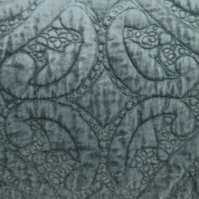 Seafoam Gray Quilted Velvet Lumbar Throw Pillow
