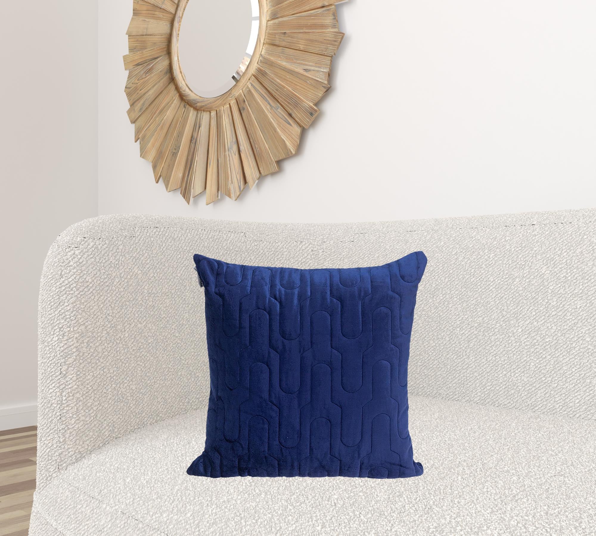 幾何豪華絎縫藍色抱枕