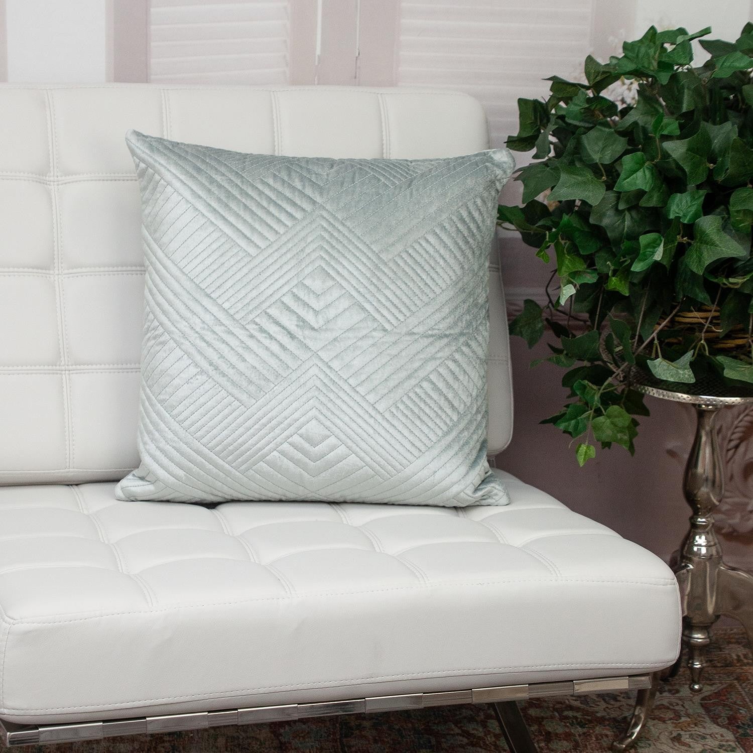 Transitional Gray Quilted Throw Pillow