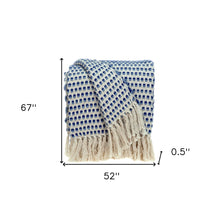 Noble Blue and Biege  Striped Handloomed Throw Blanket