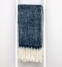 Blue Knitted Acrylic Abstract Reversable Throw