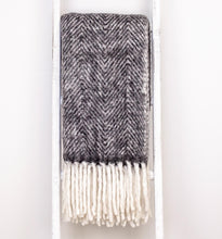 Super Soft Black and White Handloomed Mohair Throw Blanket