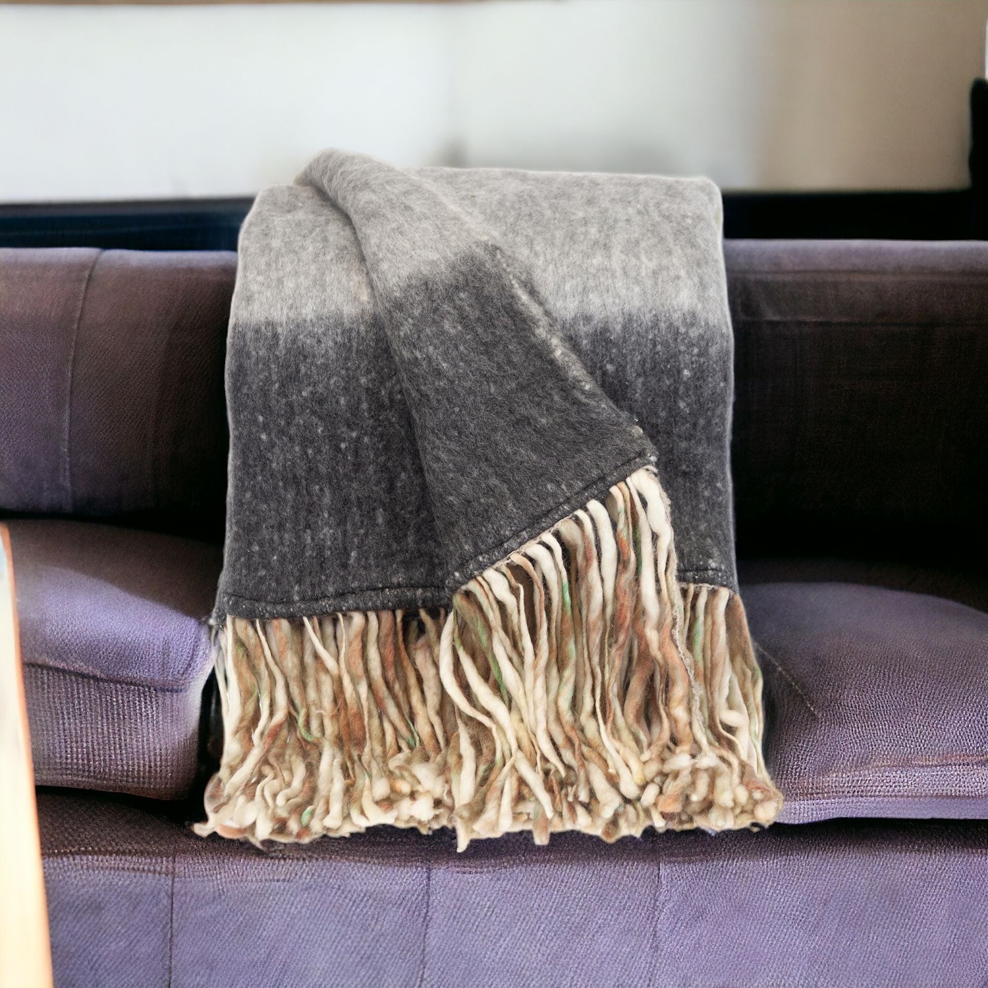 Royal Charcoal and Gray Handloomed Throw Blanket