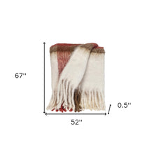 Warm Ivory Red and Brown Super Soft Handloomed Throw Blanket