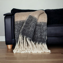 Boho Chic Blue and Brown Chevron Handloomed Throw Blanket