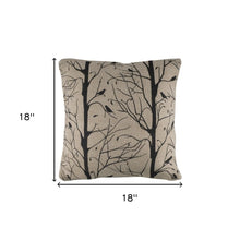 Black and Natural Artisanal Birds Down Throw Pillow