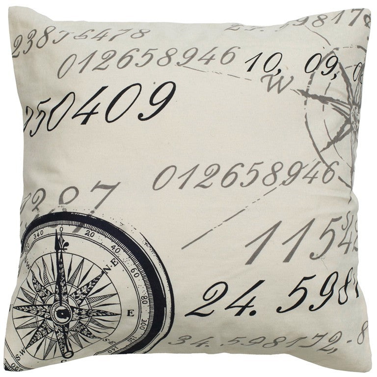 Black and Ivory Classic Nautical Down Throw Pillow