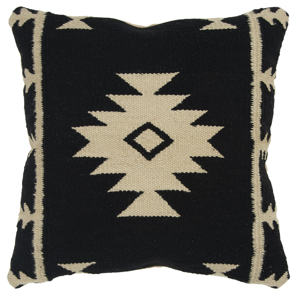 Black Beige Tribal Woven Down Filled Throw Pillow