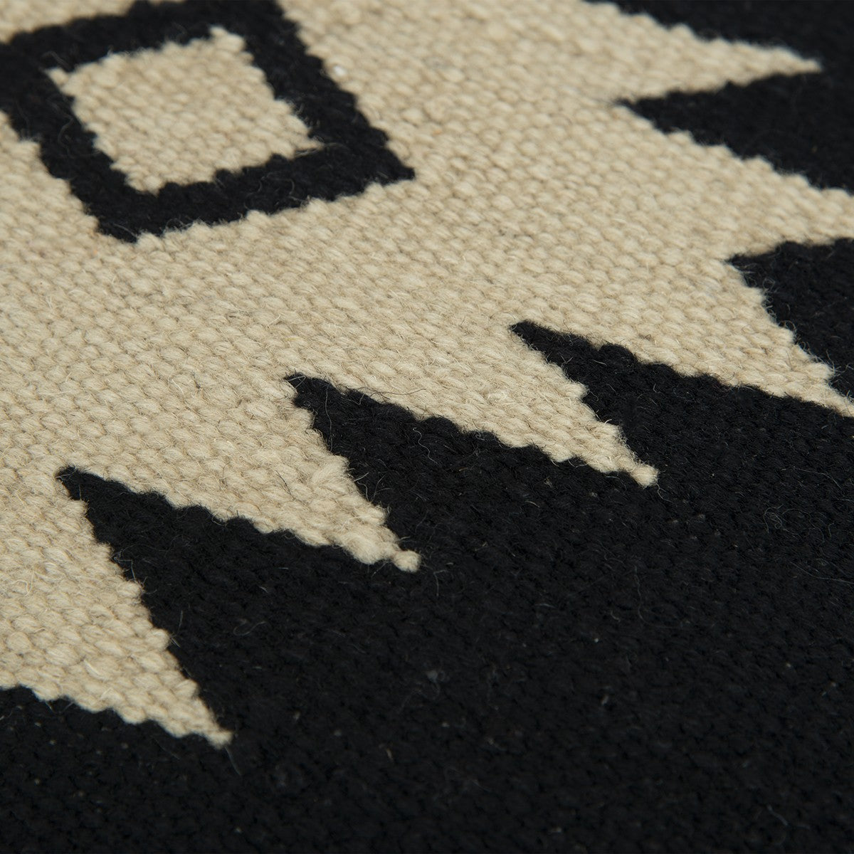 Black Beige Tribal Woven Down Filled Throw Pillow