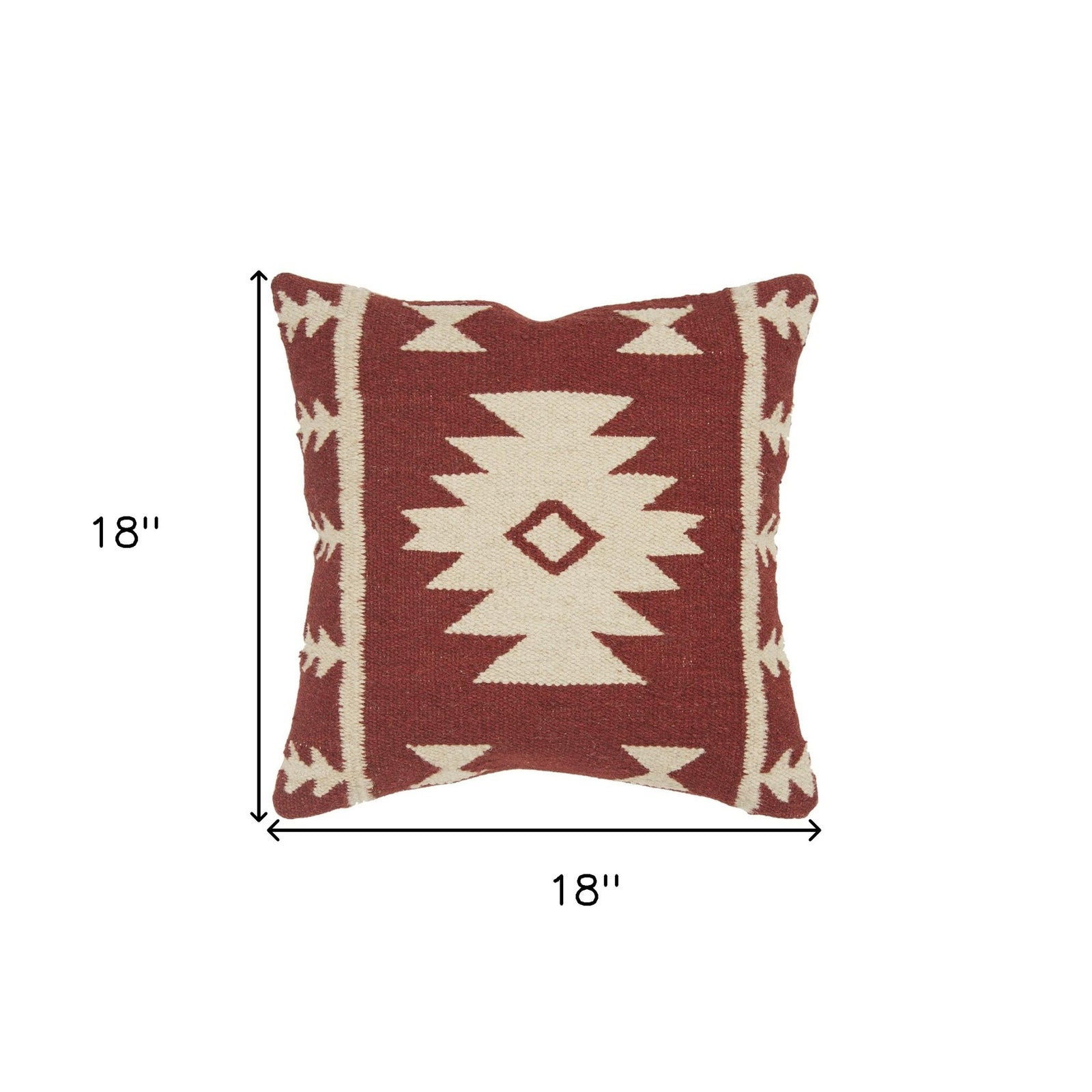 Red Beige Tribal Woven Down Filled Throw Pillow