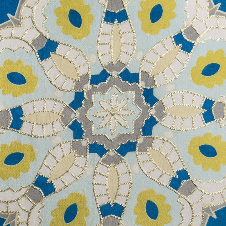 Medallón de plumón boho verde azulado Cojín