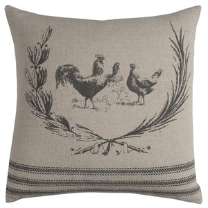 Gray Distressed Farmhouse Rooster Throw Pillow