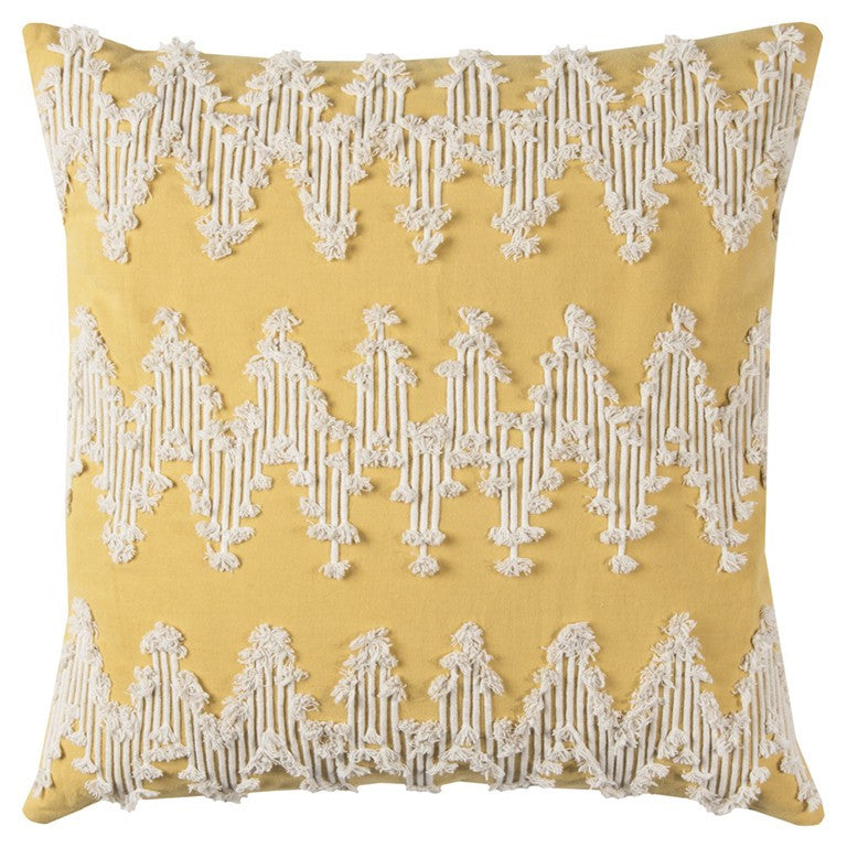 Yellow Shaggy Chevron Throw Pillow