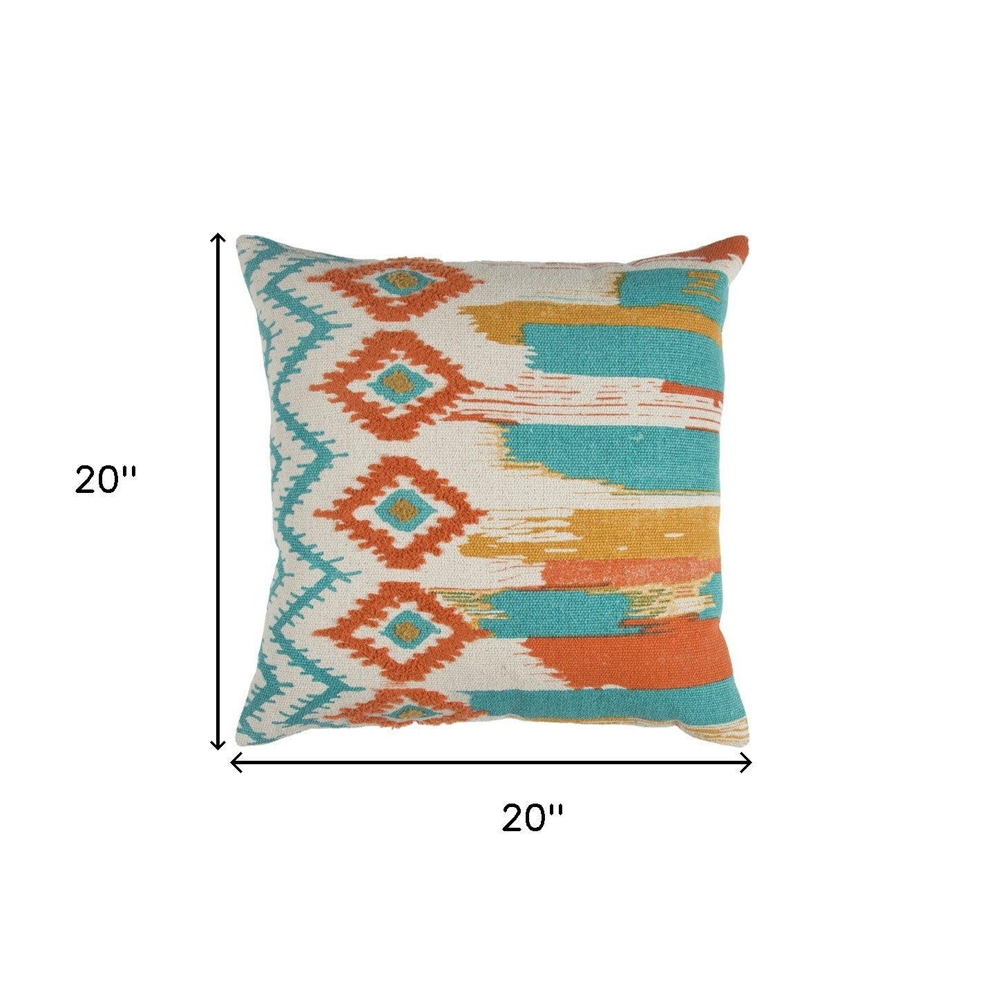 Aqua Orange Ikat Pattern Throw Pillow