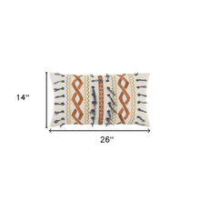 Rust Gray Ribbon Embroidered Lumbar Pillow