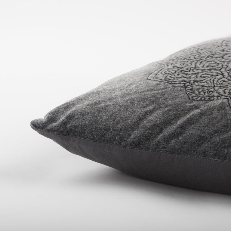 Dark Gray Central Medallion Throw Pillow