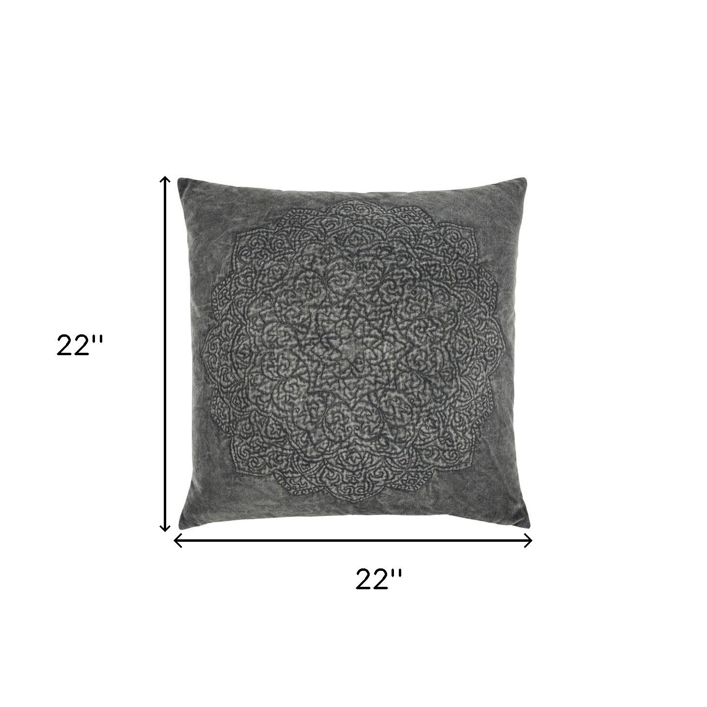 Dark Gray Central Medallion Throw Pillow