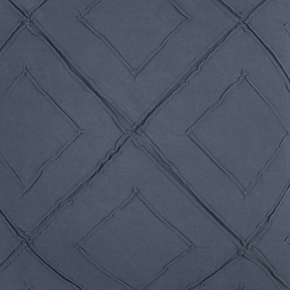 靛藍別針塔克鑽石圖案抱枕