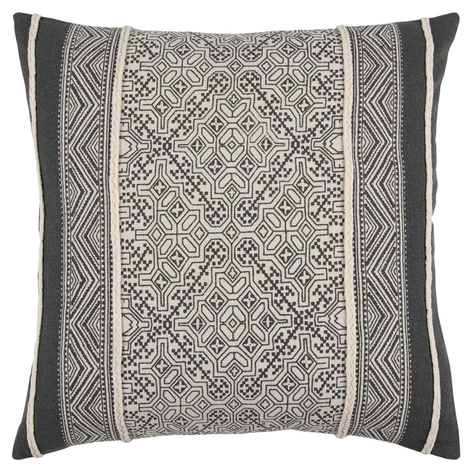 Black and Beige Tribal Pattern Throw Pillow
