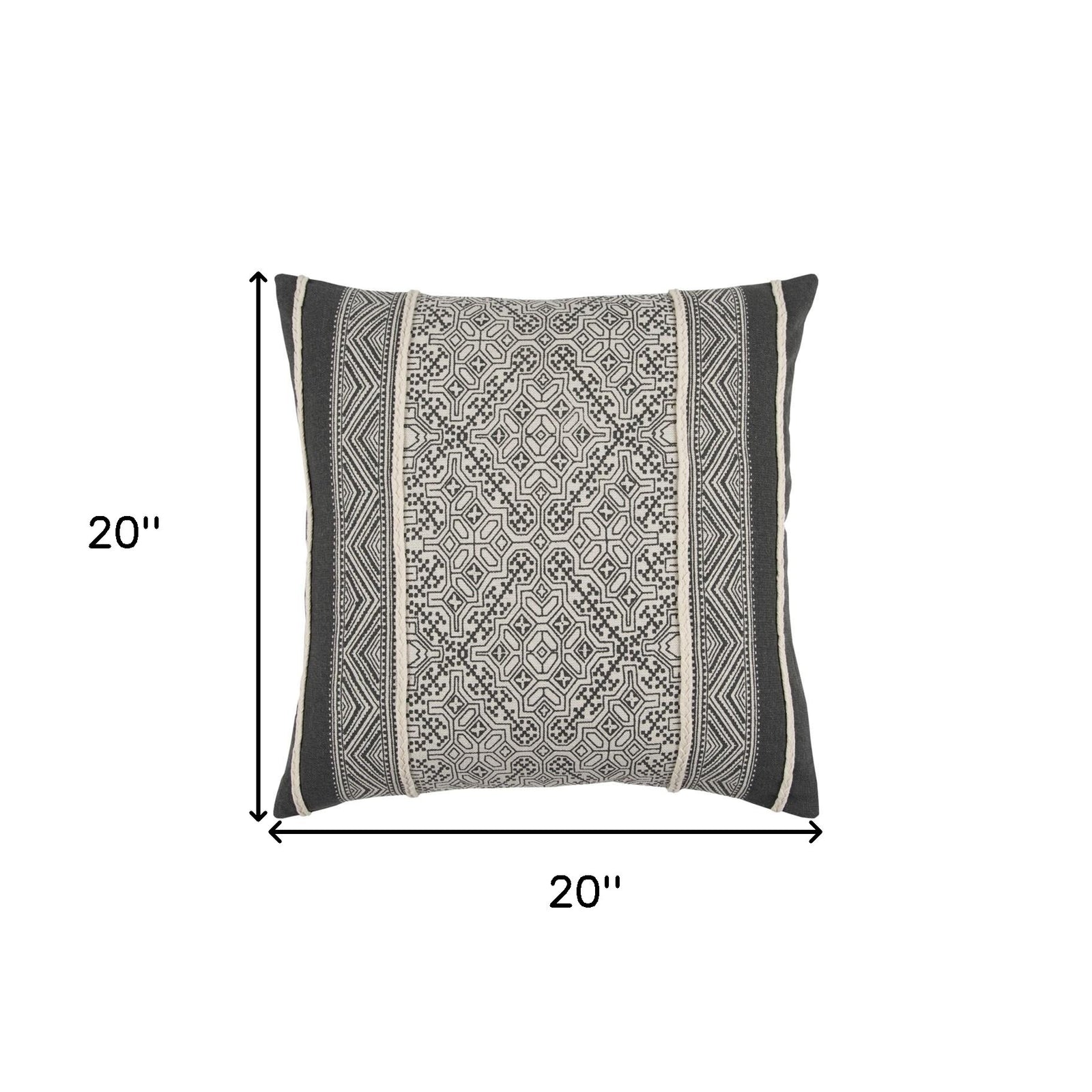 Black and Beige Tribal Pattern Throw Pillow