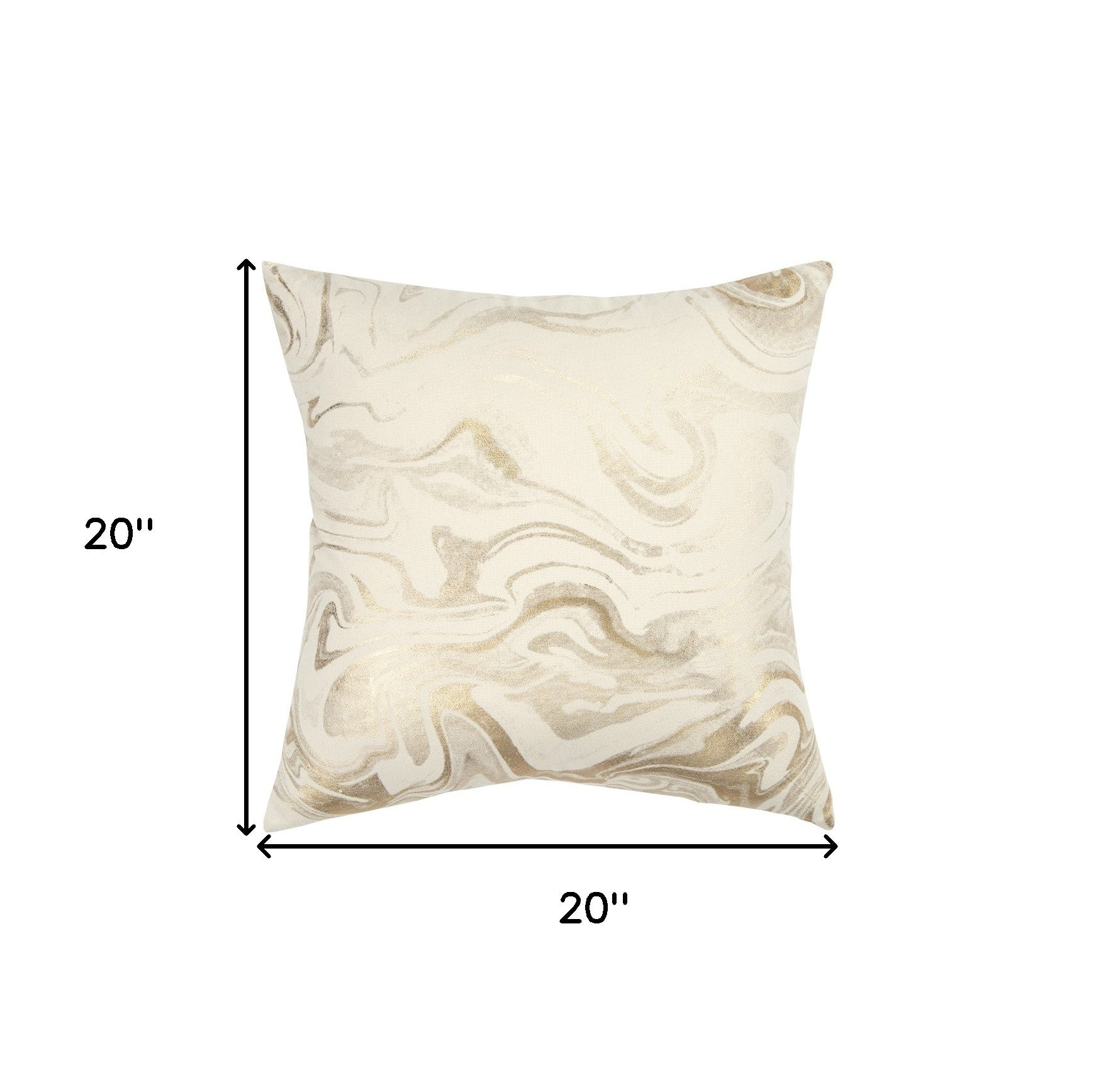 Dreamy Gold and Ivory Marble Pattern Throw Pillow