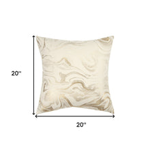Dreamy Gold and Ivory Marble Pattern Throw Pillow