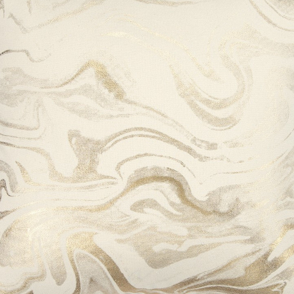 Dreamy Gold and Ivory Marble Pattern Throw Pillow